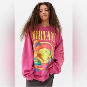 Urban Outfitters Oversized Pink Nirvana Graphic Sweatshirt
